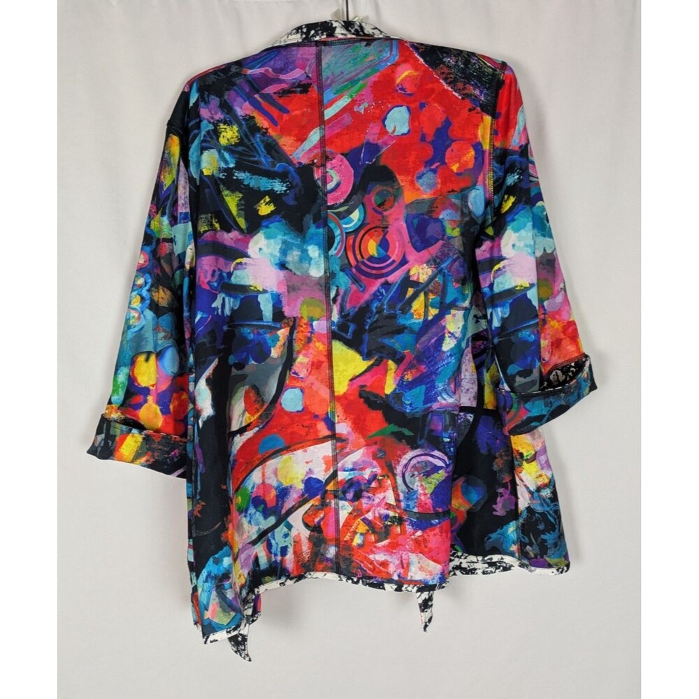 Ali Miles Jacket L Women's Reversible Abstract Open Front Wearable Art Artsy - Picture 5 of 12